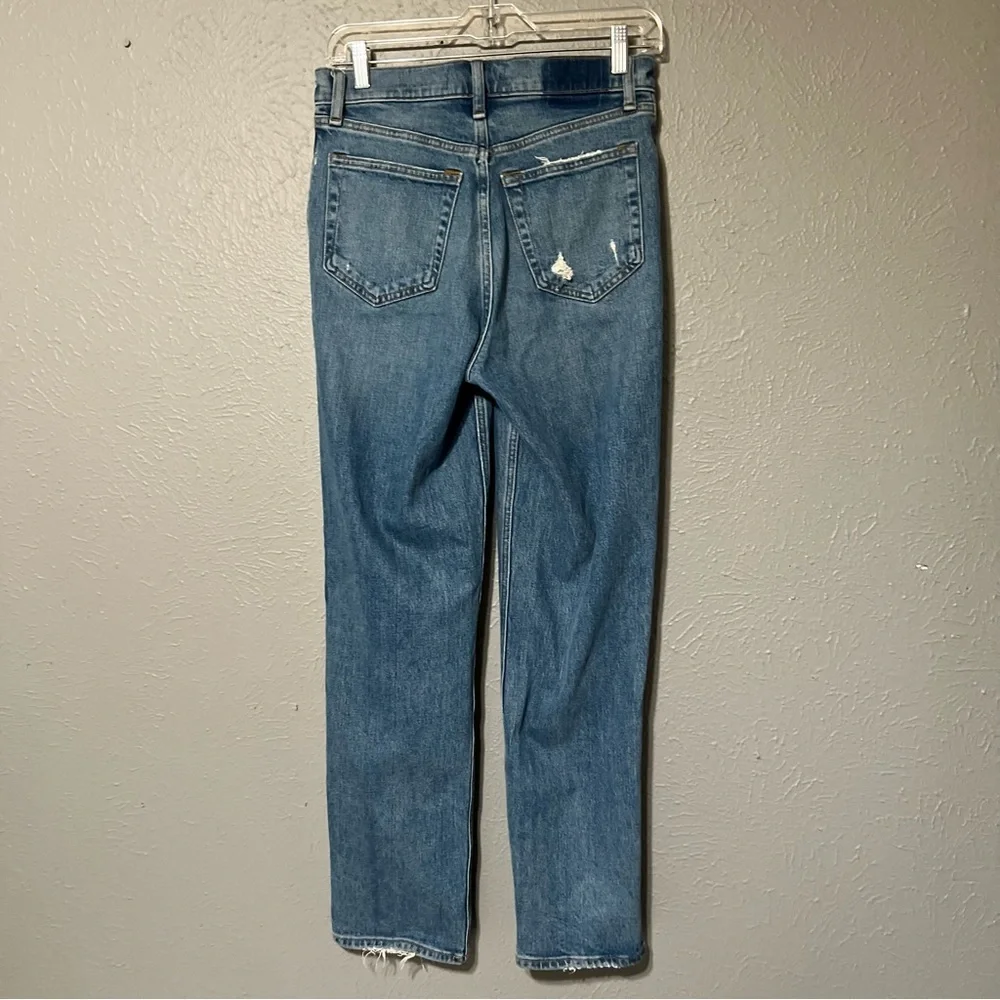 Abercrombie‎ 90s Straight Ultra High Rise Jeans size 27 Distressed Hem crossover